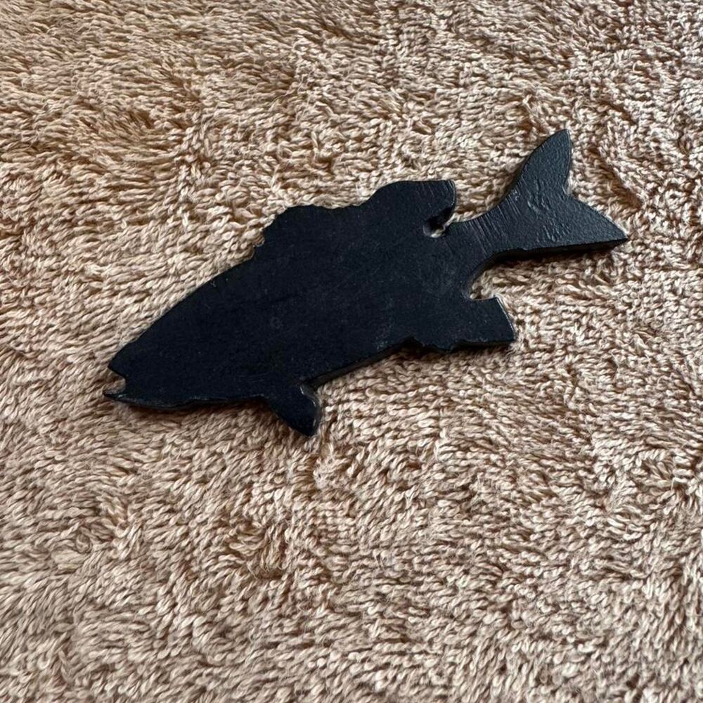 Black metal cutout of a Fish- 3 1/2" Long